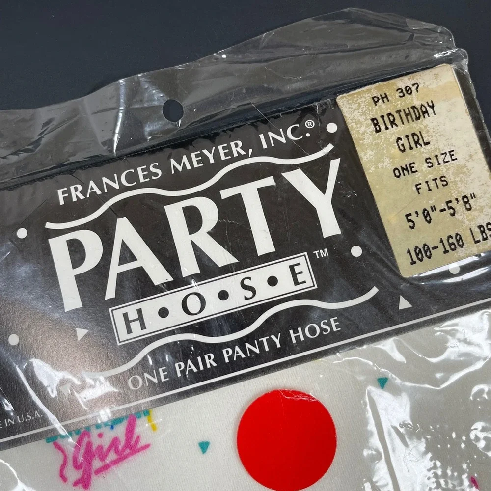 Frances Meyer Party Hose Birthday Girl Womens OS White Confetti Vintage Tights